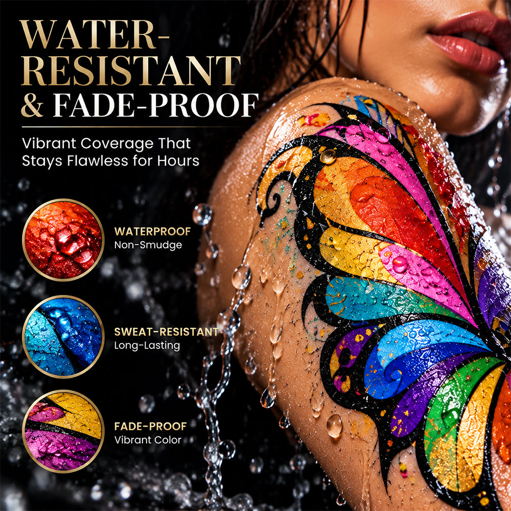 🎨 TIWORLD® 20-Color Pro Face & Body Paint Palette with 10 Brushes - Safe Non-Toxic Waterproof SFX Kit for Cosplay & Parties ✨