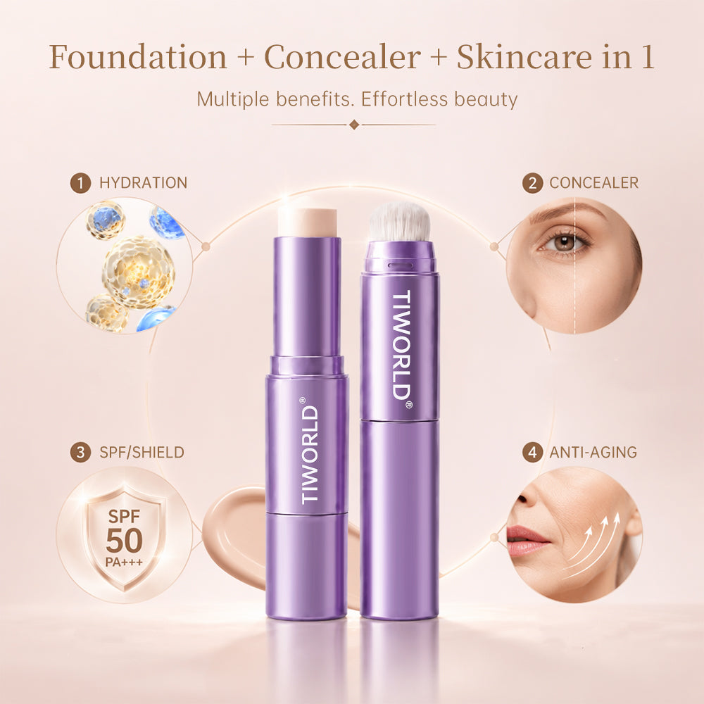 Tiworld® Smart Color-Changing Foundation Stick – The Instant Glow Stick for Mature Skin