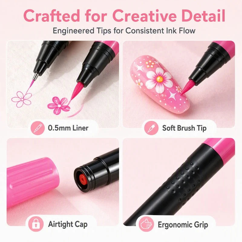 🎉Over 35k+ Sold!💅🎨24‑Colors Dual‑Ended Nail Painting Pens‑DIY Manicure Drawing Set🎁